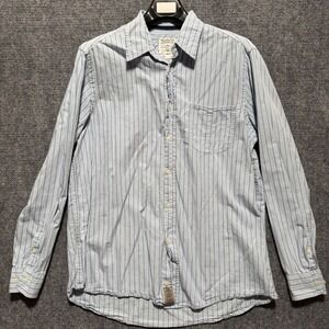 Wrangler Jeans Co Shirt Large Spec-Mil Military Blue White Striped WICO 8283